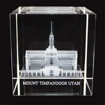 Mount Timpanogos Temple Laser Engraved Crystal Cube