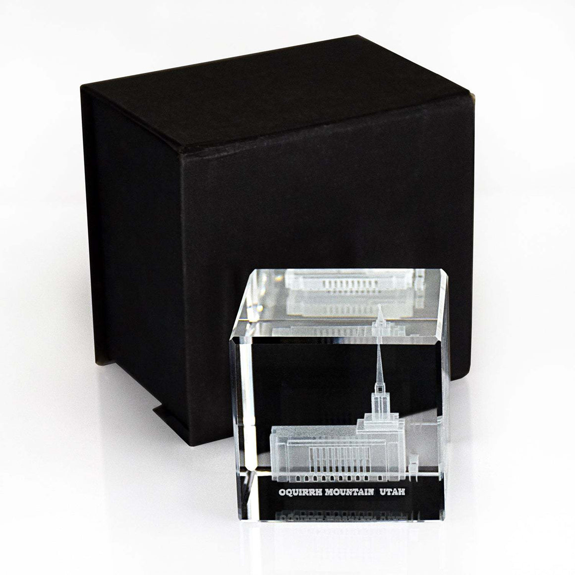 Oquirrh Mountain Utah Temple Laser Engraved Crystal Cube