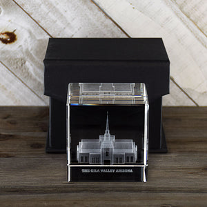 The Gila Valley Arizona Temple Laser Engraved Crystal Cube