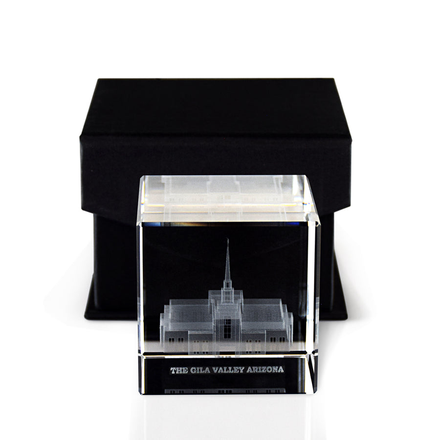 The Gila Valley Arizona Temple Laser Engraved Crystal Cube