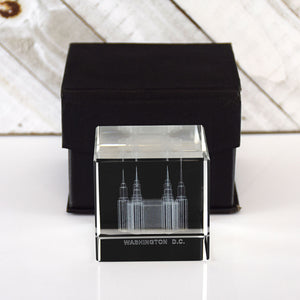 Washington DC Temple Laser Engraved Crystal Cube