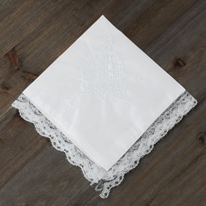 White Layton Utah Temple Hanky or Handkerchief