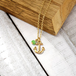 Safe in Harbor Anchor Necklace - Gold Finish