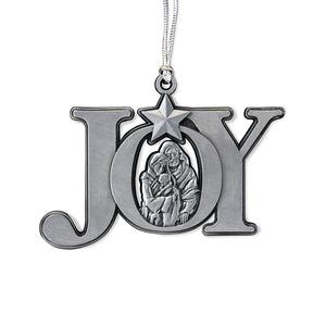 Joy Nativity Antique Silver Christmas Ornament by Lifebeats
