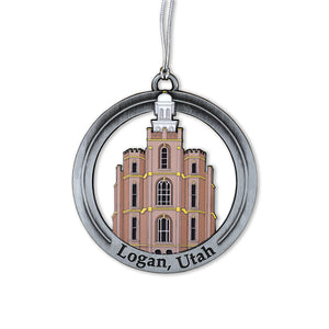 Logan Utah Temple Antique Silver With Colored Enamel Ornament by Ringmasters