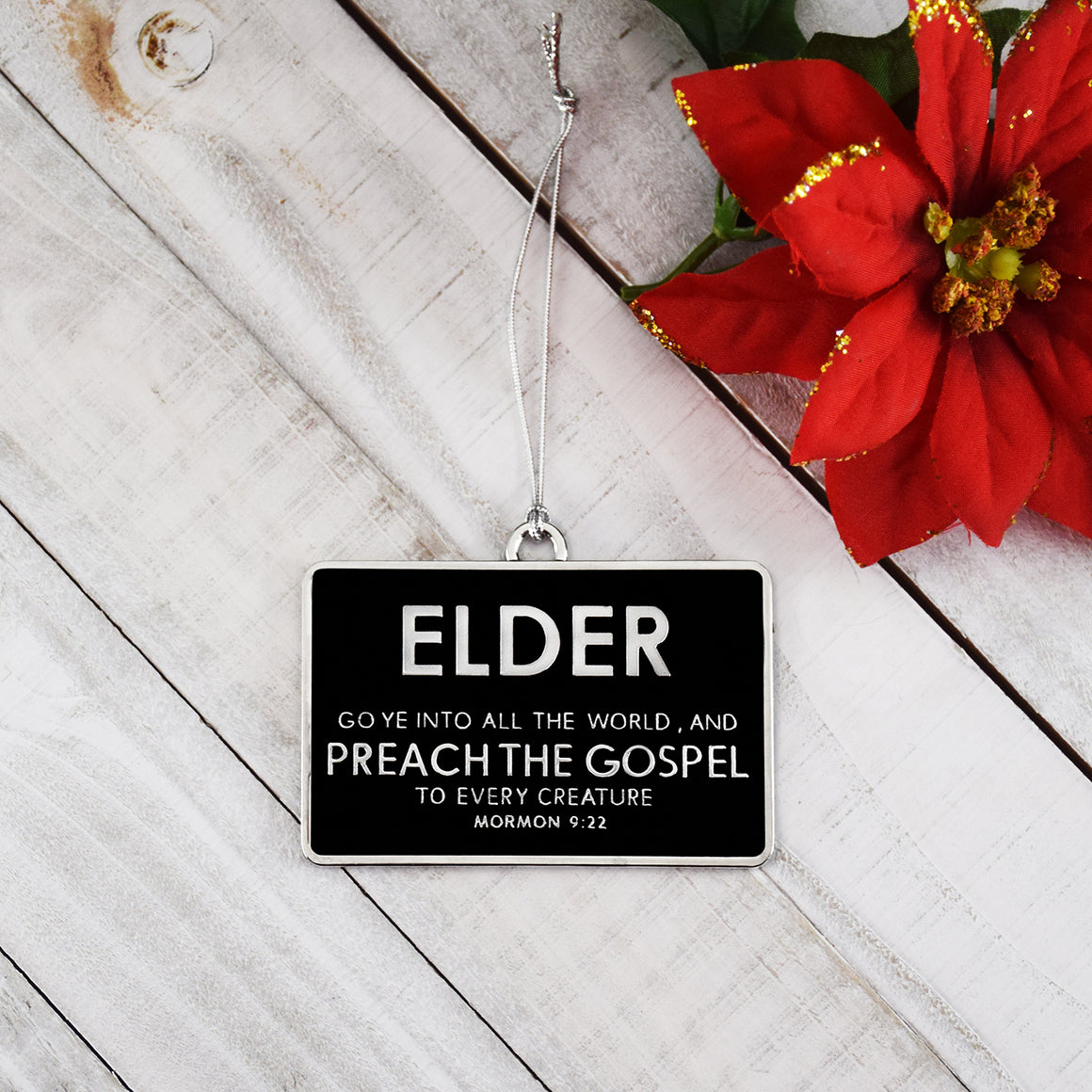 Elder Missionary Name Tag Silver Enamel Ornament by Ringmasters