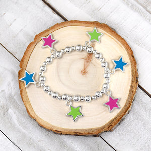 Brave & Beautiful Twinkle Star Bracelet - Silver finish Stretch Bracelet