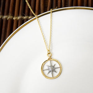 Inner Compass Necklace - Follow your dreams - Two-tone gold and silver finish
