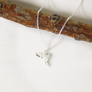 Peace Dove Origami Necklace - Silver Finish
