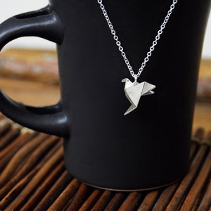 Peace Dove Origami Necklace - Silver Finish