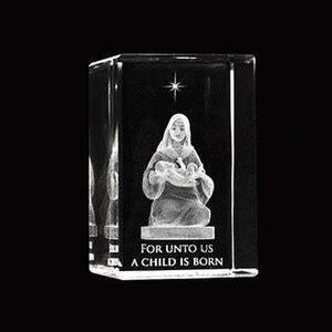 A Child is Born Laser-Engraved Crystal Cube