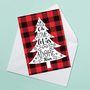 Adore Him Plaid Card