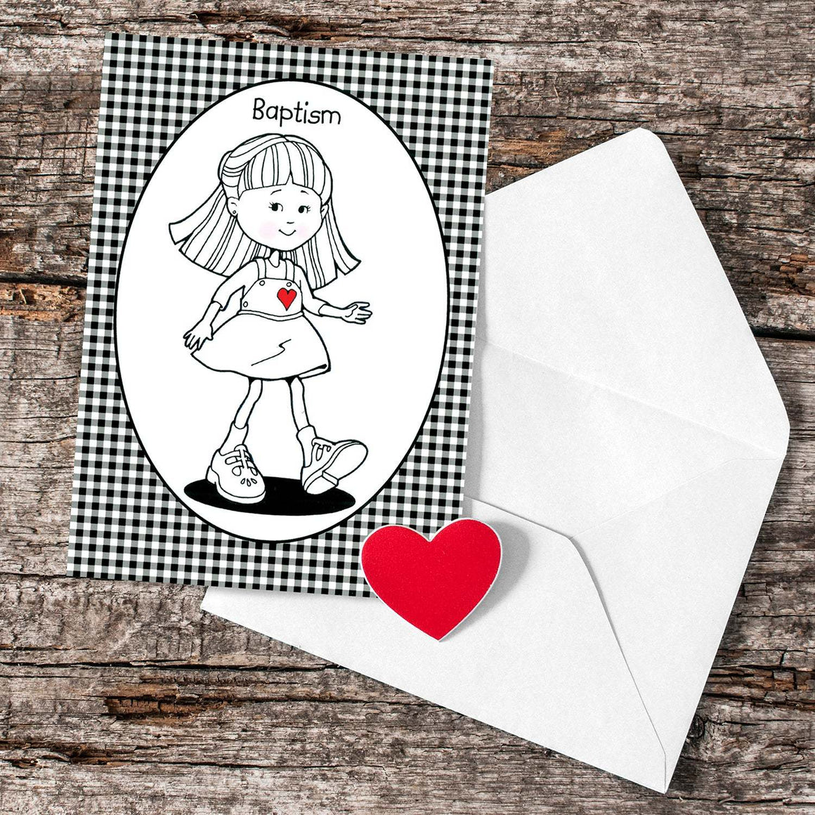 Black and White Baptism Girl Greeting Card