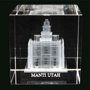Bountiful Utah Temple Laser Engraved Crystal Cube