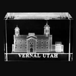 Bountiful Utah Temple Laser Engraved Crystal Cube