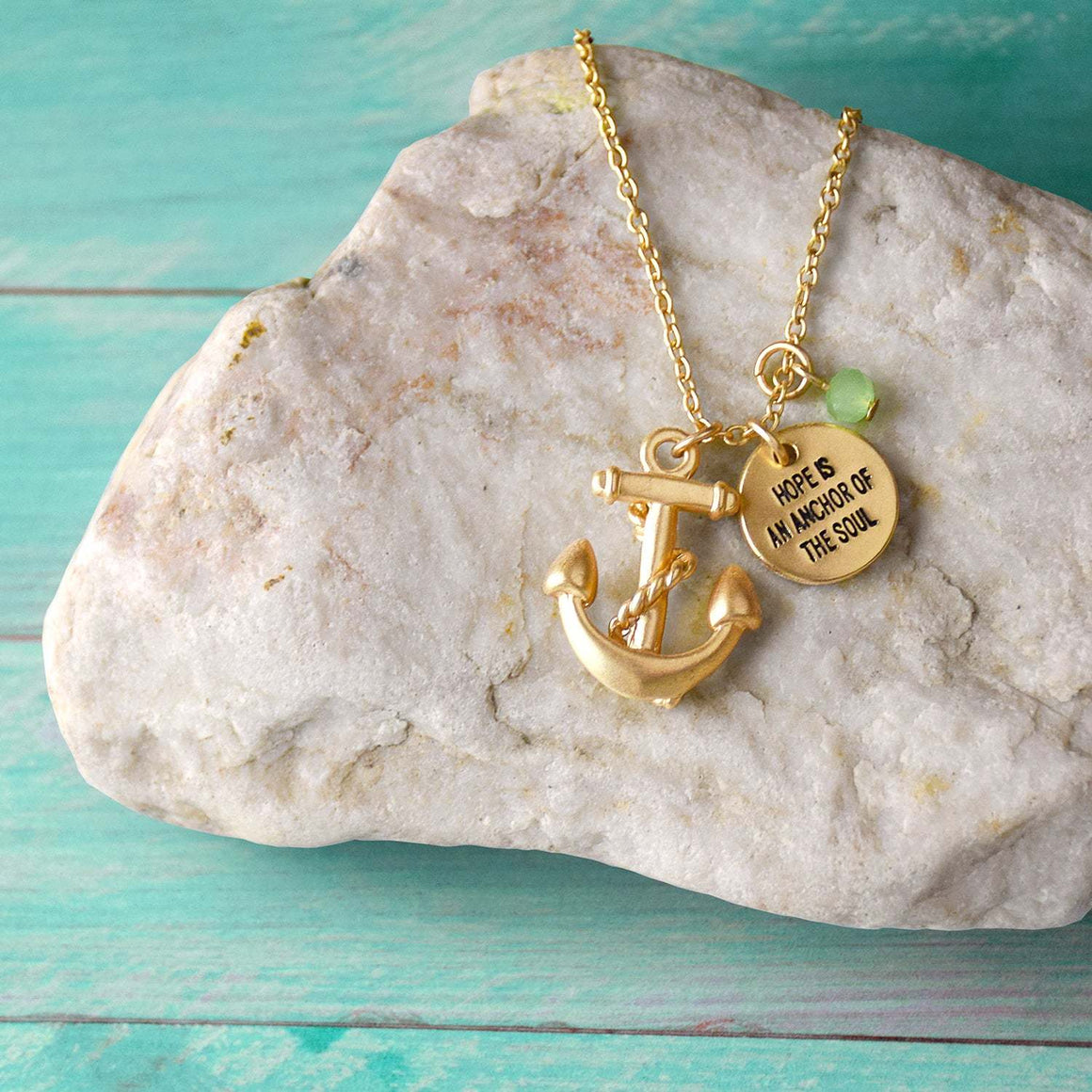 Hope is an Anchor of the Soul - Gold Finish Anchor Charm Necklace