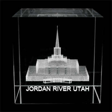Jordan River Utah Temple Laser Engraved Crystal Cube