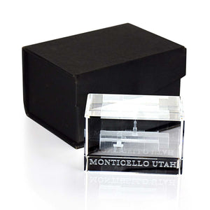 Monticello Utah Temple Laser Engraved Crystal Cube