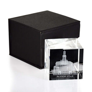 Payson Utah Temple Laser Engraved Crystal Cube