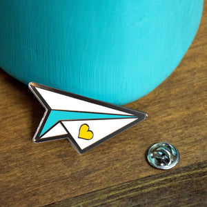 You were made to soar paper airplane enamel pin friendship inspirational gift