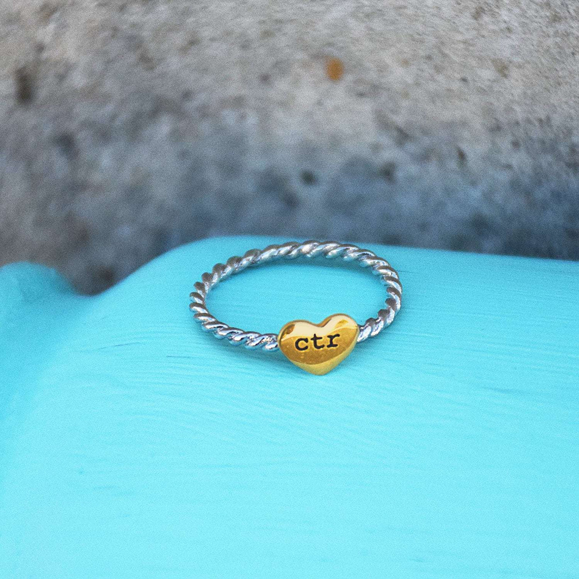 Heart Strings CTR ring dainty gold heart silver rope band choose the right perfect for latter-day saint baptism sister missionary gift - US 4.5