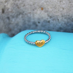 Heart Strings CTR ring dainty gold heart silver rope band choose the right perfect for latter-day saint baptism sister missionary gift