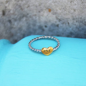 Heart Strings CTR ring dainty gold heart silver rope band choose the right perfect for latter-day saint baptism sister missionary gift - US 11