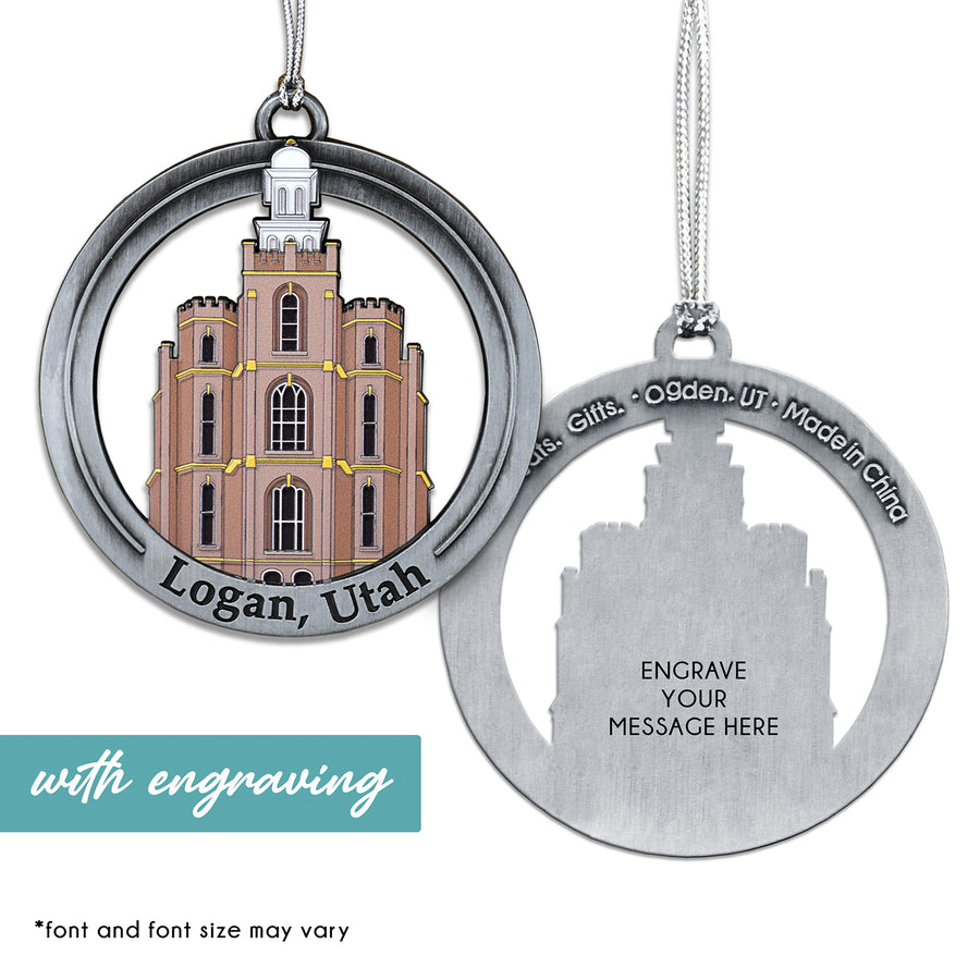 Logan Utah Temple Antique Silver With Colored Enamel Ornament by Ringmasters