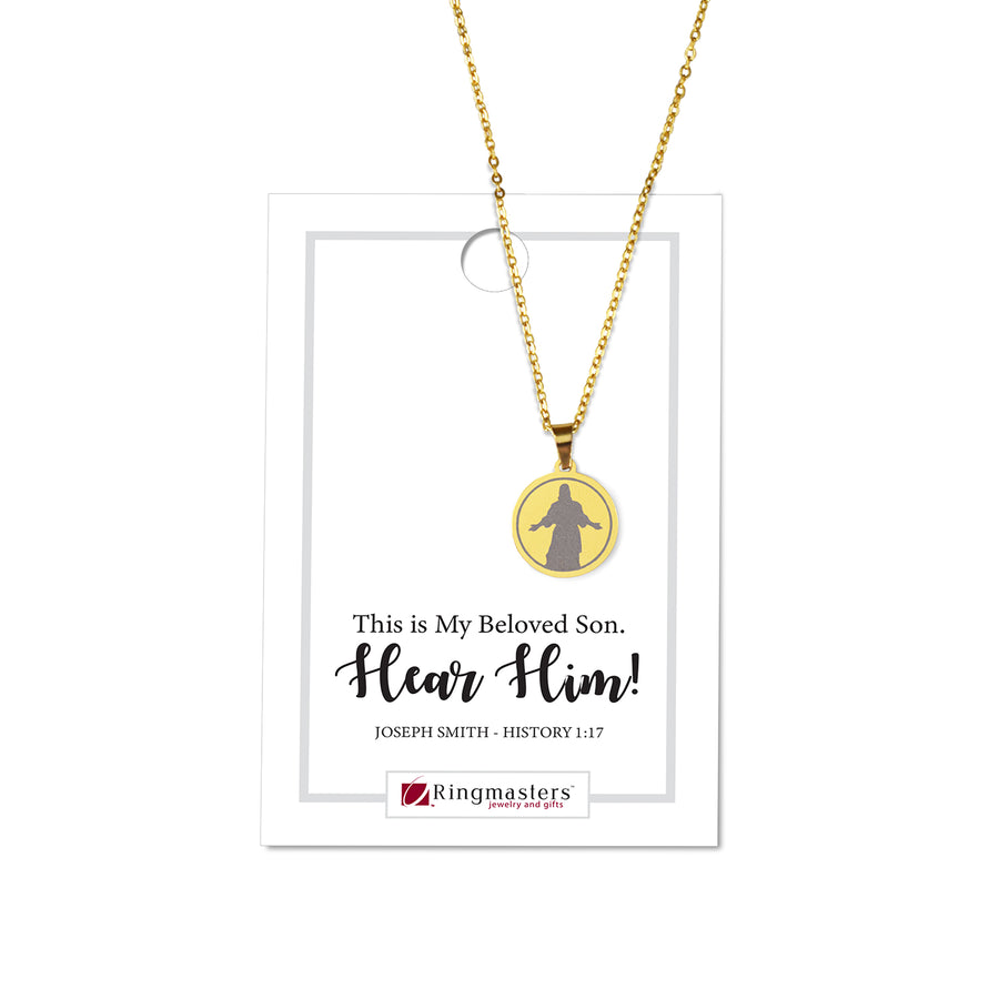 Ringmasters "Hear Him" (Jesus) Gold Colored Necklace