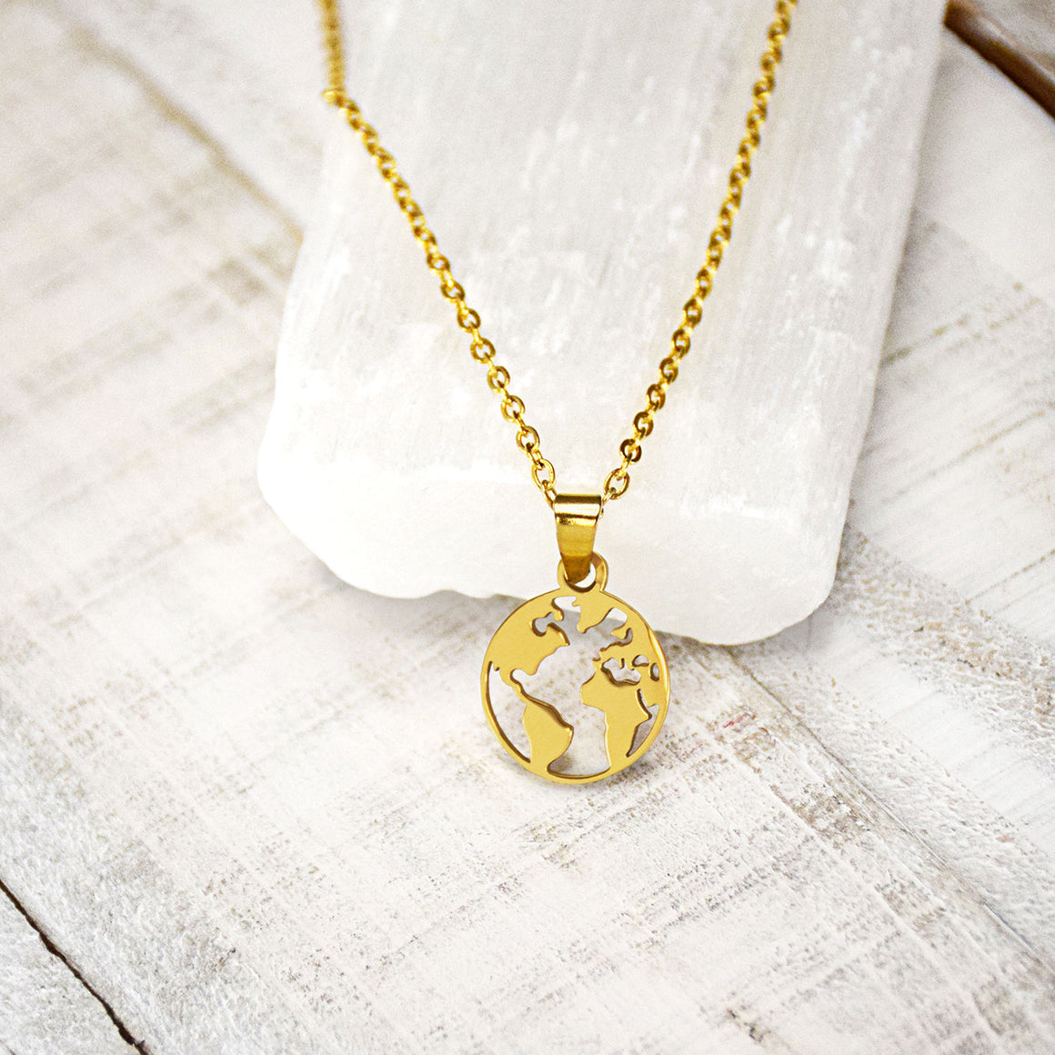 Ringmasters God Loves World Gold Colored Dainty Necklace