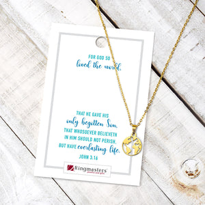 Ringmasters God Loves World Gold Colored Dainty Necklace