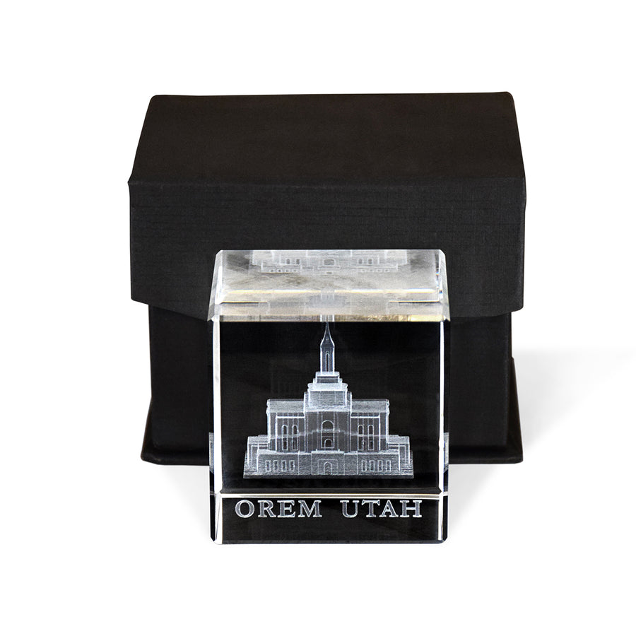 Ringmasters Orem Utah Temple Crystal Laser Engraved Crystal Cube