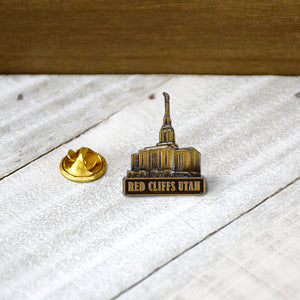 Red Cliffs Utah Temple 3/4" Antique Gold Pin
