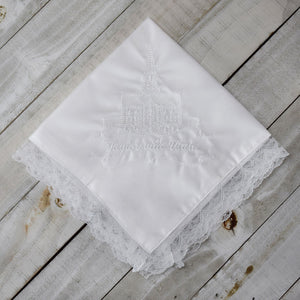 Taylorsville Utah Temple Hanky with Lace