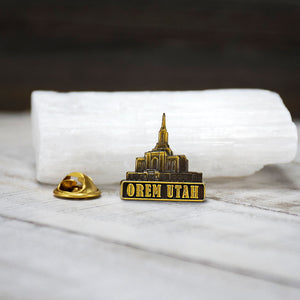 Orem Utah Temple 3/4" Antique Gold Pin