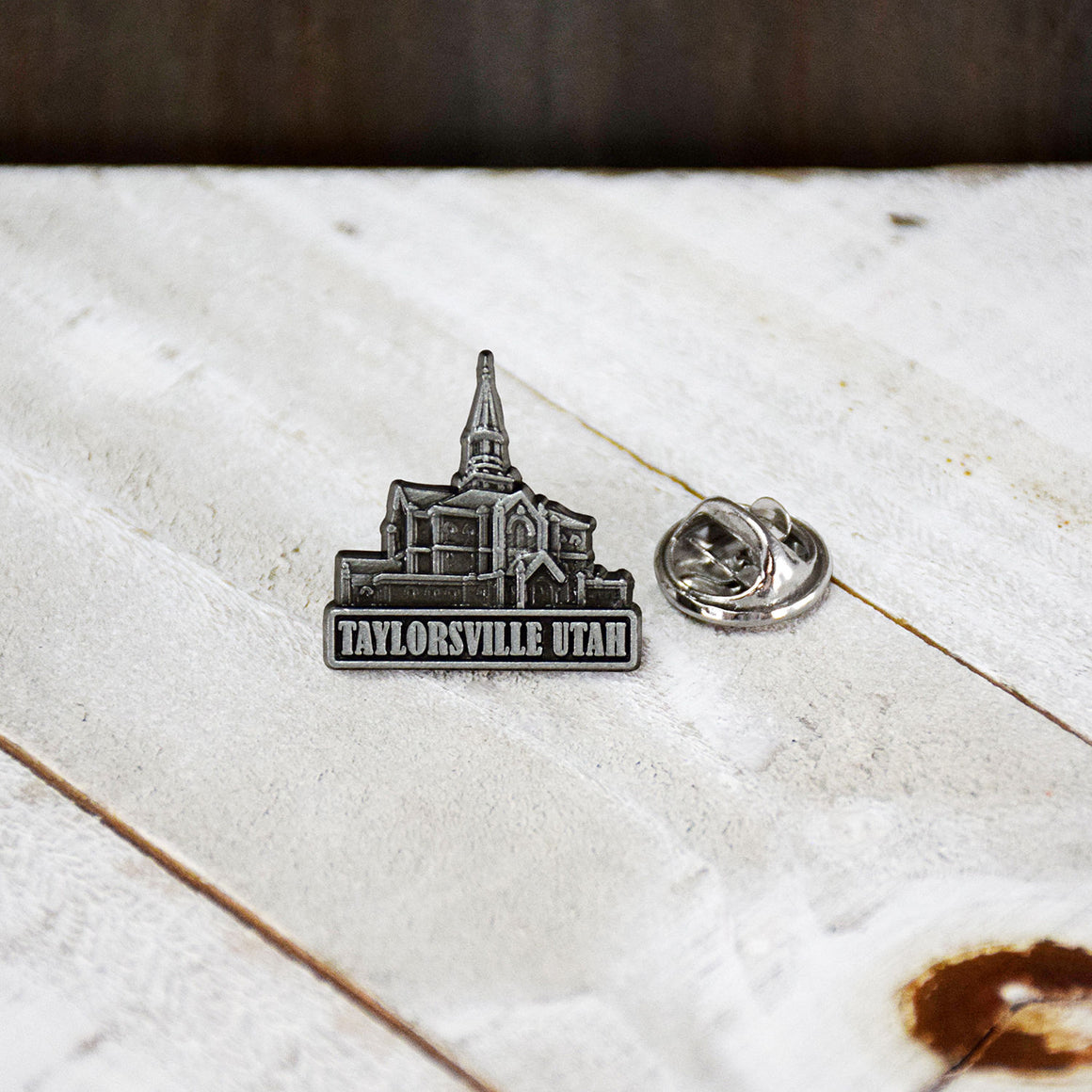 Taylorsville Utah Antique Silver Temple Tie Pin