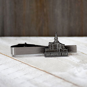 Taylorsville Utah Antique Silver Temple Tieclip