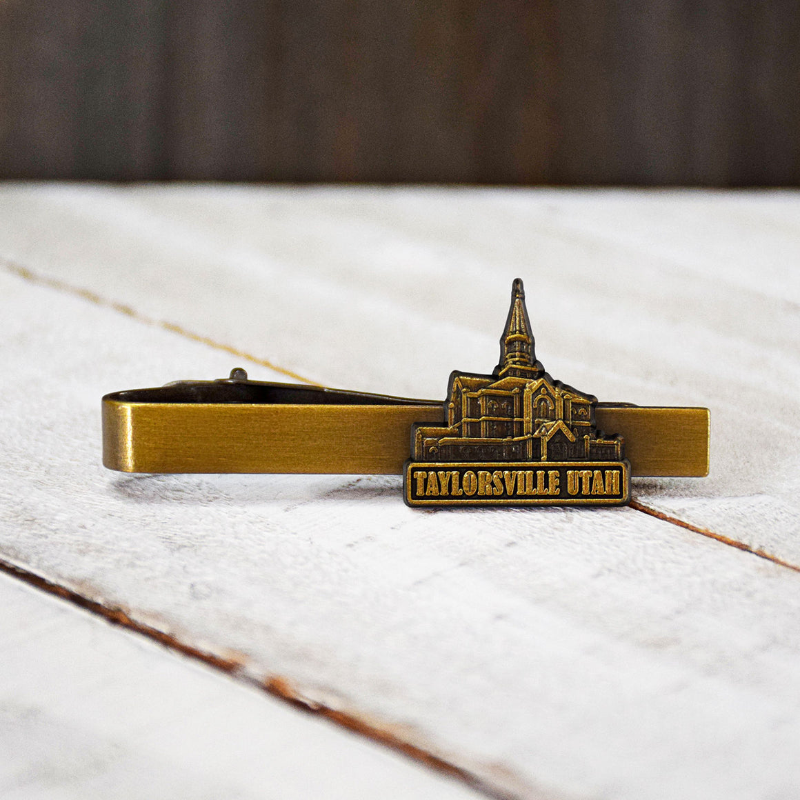 Taylorsville Utah Antique Gold Temple Tieclip