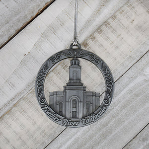 Feather River CaliforniaTemple Antique Silver Ornament
