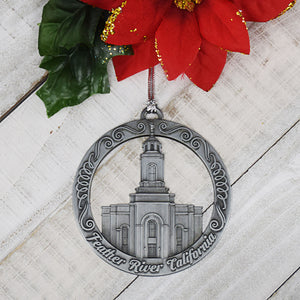 Feather River CaliforniaTemple Antique Silver Ornament