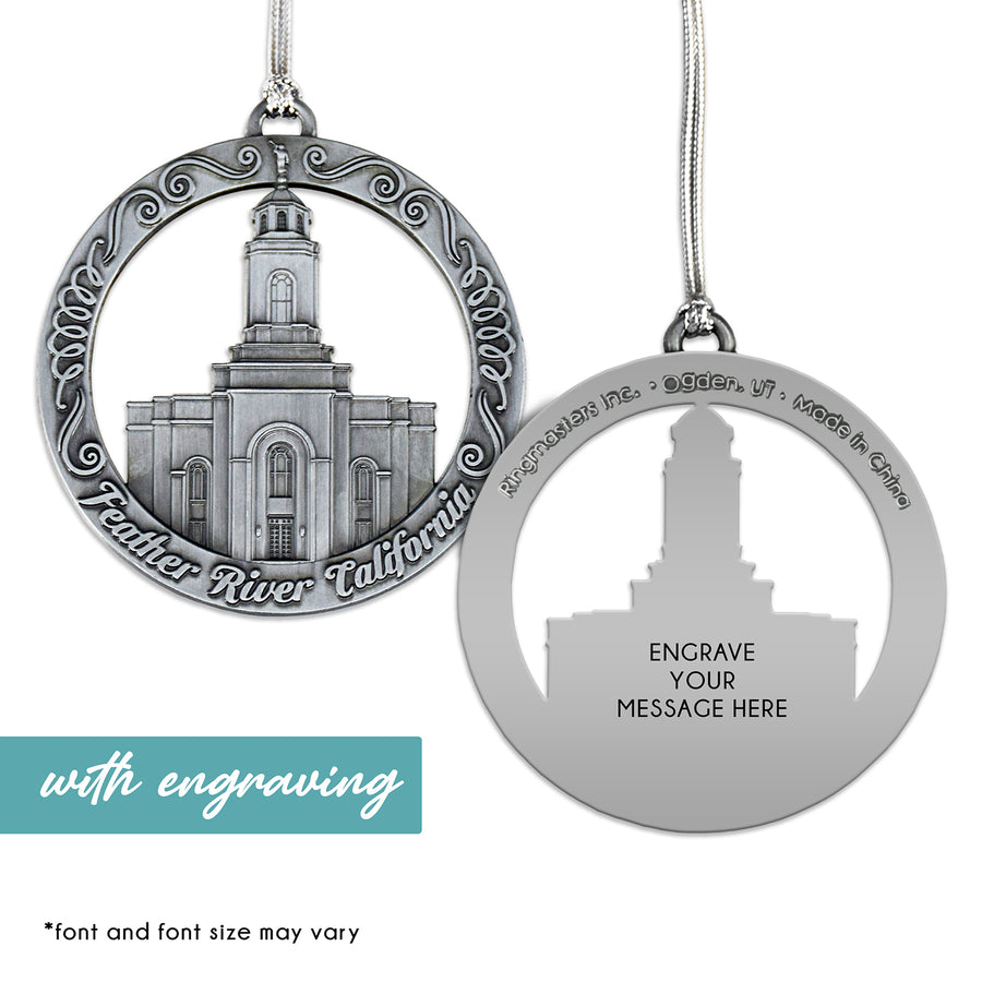 Feather River CaliforniaTemple Antique Silver Ornament