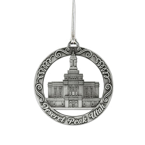 Deseret Peaks Utah Temple Antique Silver Ornament