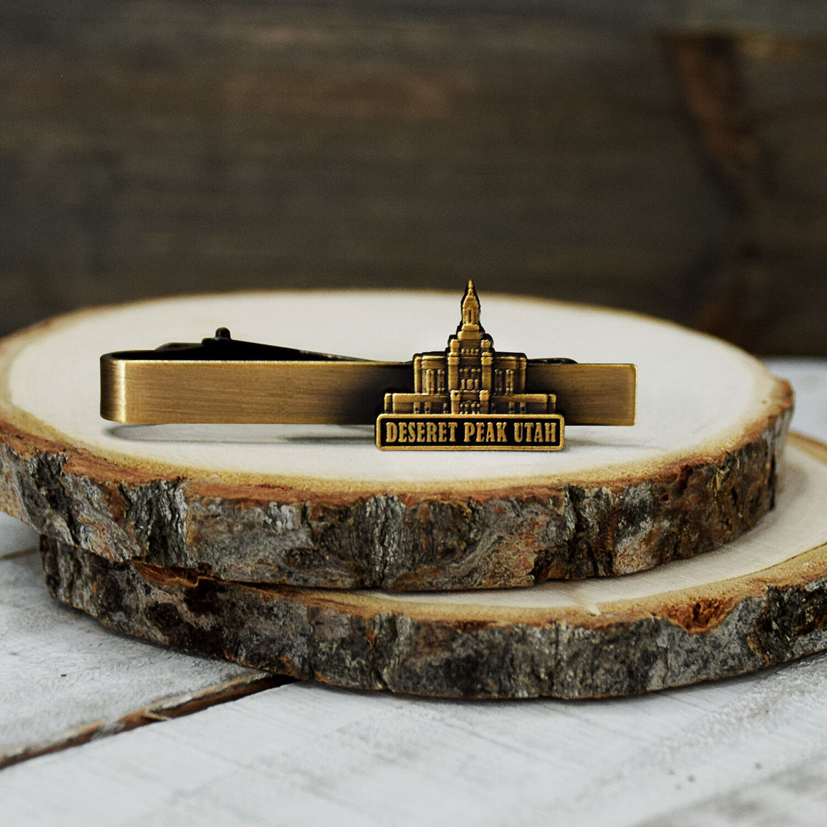 Deseret Peaks Utah Antique Silver Temple Tieclip