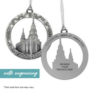 Layton Utah Antique Silver 3" Temple Ornament