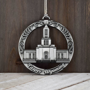 Casper Utah Temple Antique Silver Ornament