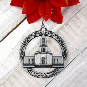 Casper Utah Temple Antique Silver Ornament