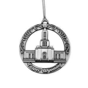 Casper Utah Temple Antique Silver Ornament