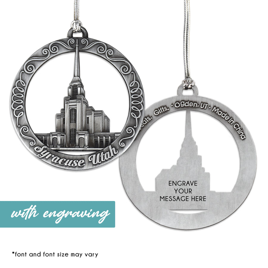 Syracuse Utah UT Temple Christmas Ornament - Engraveable