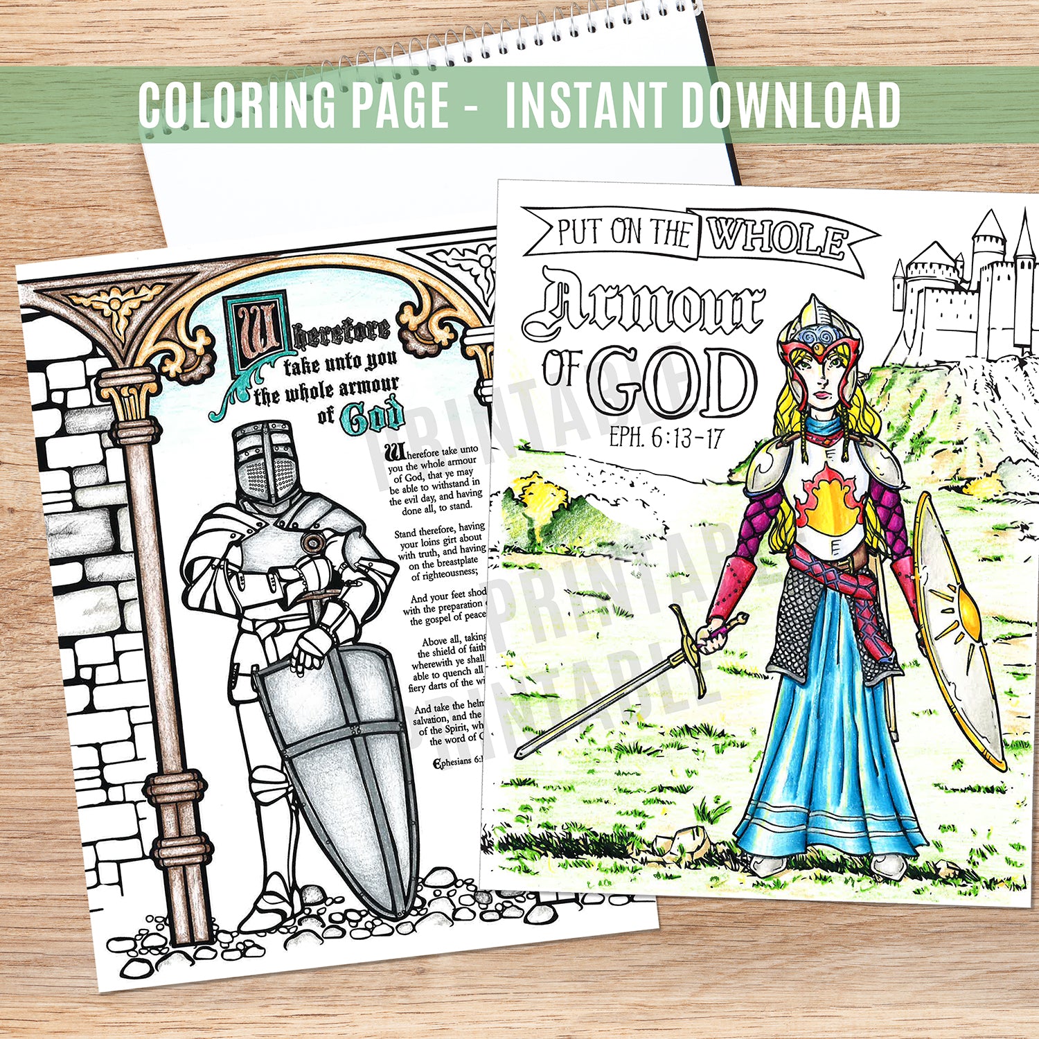Armour of God Coloring Page Set - Instant Download - Shop Ringmasters armour-of-god-coloring-page-set-instant-download-shop-ringmasters