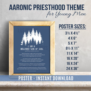 Aaronic Priesthood or Young Men Theme Poster Multiple Sizes - Instant Download